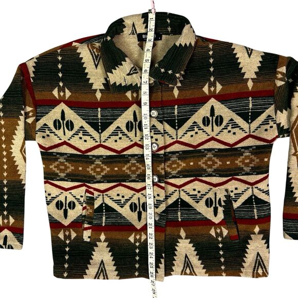Blue B Women's Size Small Aztec Southwestern Woven Button Up Collared Jacket - Picture 3 of 6